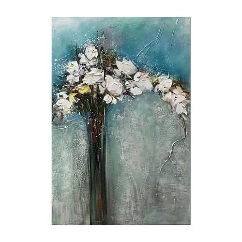 

Oil Painting Hand Painted Vertical Floral / Botanical Modern Rolled Canvas (No Frame)