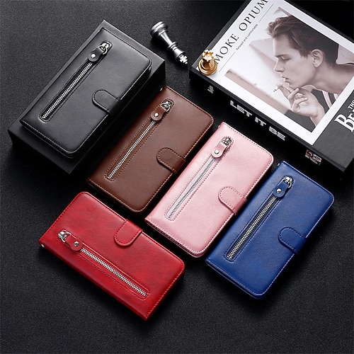 

Phone Case For Apple Leather iPhone 13 12 11 Pro Max Mini Portable Wallet Magnetic Flip Solid Colored PU Leather