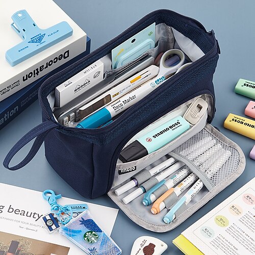 Pencil Case Pen Pouch Marker Bag Wear-Resistant Multifunction With Zipper  Canvas for School Student Children, Back to School Gift 2023 - US $13.99