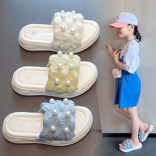 

Girls' Sandals Daily Leather Portable Slippers Big Kids(7years ) Little Kids(4-7ys) Daily Outdoor Indoor Sequins Yellow Beige Light Blue Summer