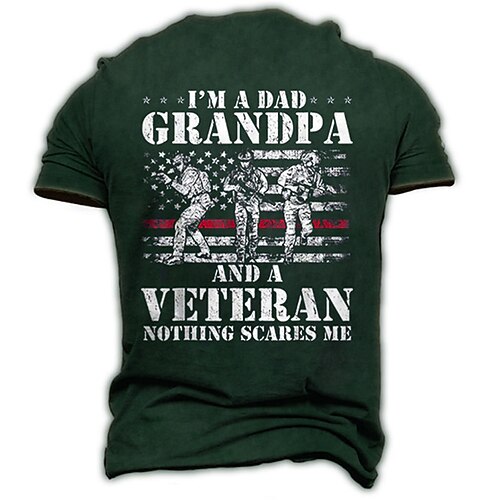 

Men's Unisex T shirt 3D Print Graphic Prints Soldier Letter Crew Neck Street Daily Print Short Sleeve Tops Casual Designer Big and Tall Sports Dark Green