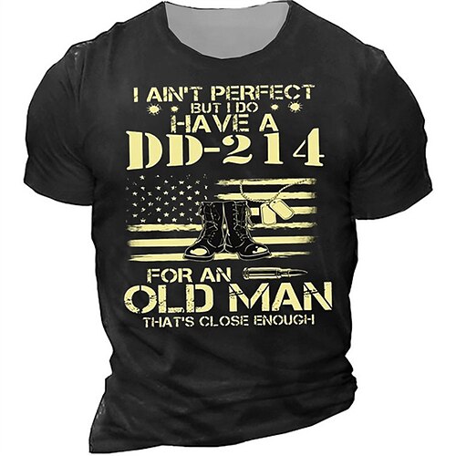 

Men's Unisex T shirt 3D Print Graphic Prints Flag Letter Crew Neck Street Daily Print Short Sleeve Tops Casual Designer Big and Tall Sports Black Army Green Dark Gray