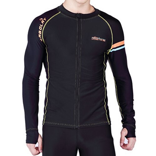 

Men's Rash Guard Swim Shirt UV Sun Protection UPF50 Quick Dry Long Sleeve Sun Shirt Front Zip Swimming Surfing Beach Water Sports Stripes Summer / Stretchy / Lightweight
