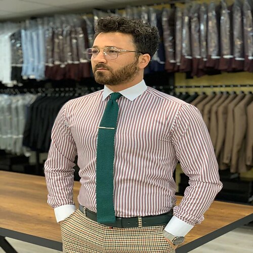 

Men's Shirt Striped Turndown Casual Daily Button-Down Long Sleeve Tops Casual Fashion Breathable Comfortable Red / White