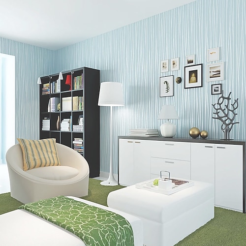 

Modern simple plain non-woven wallpaper bedroom living room stripe household background wall wallpaper