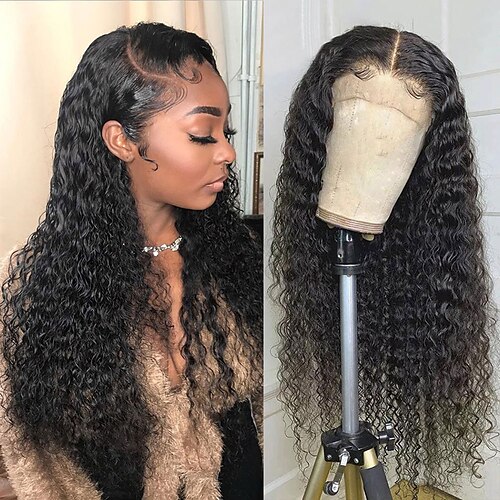 

Curly Synthetic Wig Natural Black Lace Front Wigs Loose Wave Lace Wig 26 Inch Long Lace Frontal Wigs