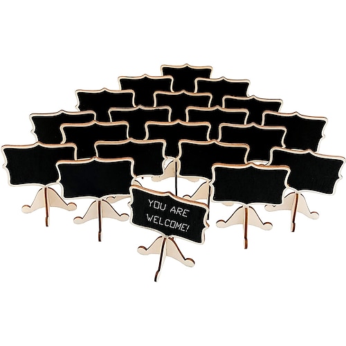 

10 Pcs Wood Mini Chalkboard Signs with Support Easels Place Cards Small Rectangle Chalkboards Blackboard for Weddings Birthday Parties Table Numbers Message Board Signs and Event Decorations