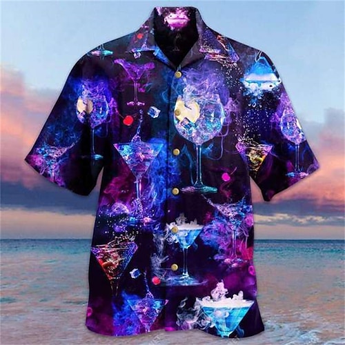 

Homme Chemise Chemise hawaïenne Chemise Camp Chemise graphique Chemise Aloha Graphic Col rabattu Noir / Rouge Vert Noir Violet Vert foncé 3D effet Extérieur Plein Air Manche Courte Bouton bas