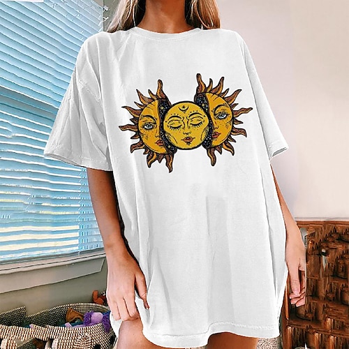 

Women's Tee / T-shirt Print Crew Neck Cartoon Sport Athleisure Shirt Short Sleeve Breathable Soft Comfortable Everyday Use Street Casual Daily Activewear Outdoor