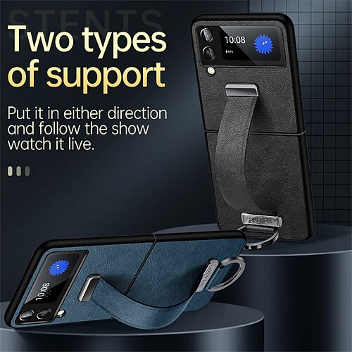 

Samsung Portable Case Luxury Trendy Cool Hand Strap Back Cover For Samsung Z Filp3 Leather Case with stand Shockproof TPU
