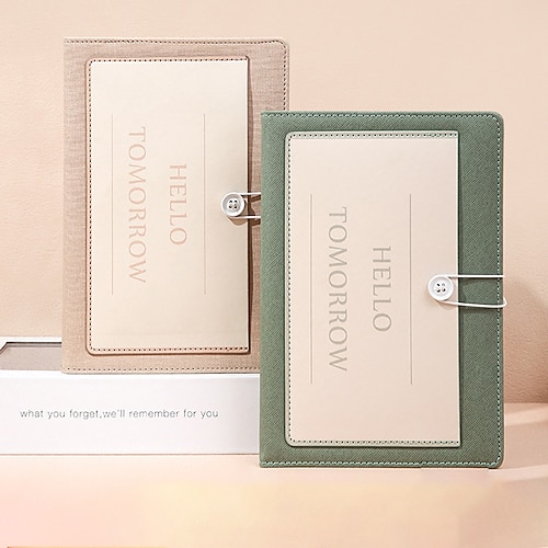 

Lined Notebook Lined A5 5.8×8.3 Inch Retro Solid Color PU SoftCover with Lock Button 256 Pages Notebook for School Office Business