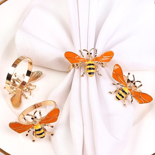 

Napkin Rings Set Of 12 Bee Metal Napkin Rings Tablecloth Accessories Dinning Table Setting Gold Napkin Buckle Napkin Holder Rings For Parties Banquet Table Accessories
