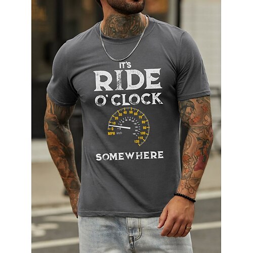 

Men's T shirt Hot Stamping Letter Round Neck Casual Daily Print Short Sleeve Tops Simple Basic Blue Black Gray