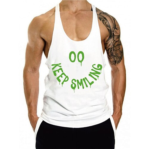 

Men's Tank Top Vest Hot Stamping Graphic Prints Letter Plus Size Crew Neck Daily Sports Print Sleeveless Tops Fashion Classic Designer Hawaiian White Black Gray