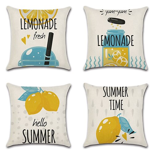 

Summer Double Side Cushion Cover 4PCS Soft Decorative Square Throw Pillow Cover Cushion Case Pillowcase for Sofa Bedroom Superior Quality Machine Washable