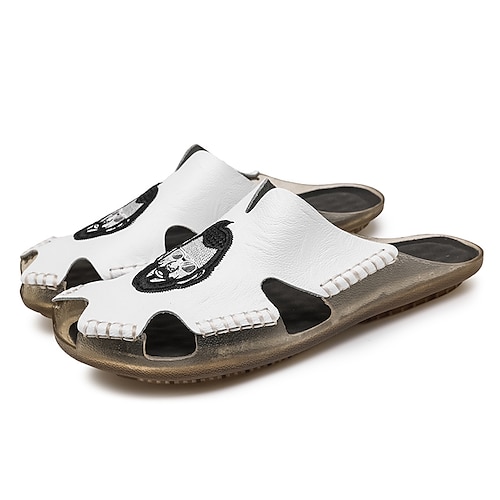 

Men's Sandals Loafers Slip-Ons Casual Classic Daily Outdoor PU White Black Spring Summer