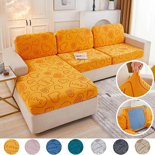 

Thick Jacquard Cation Sofa Seat Cushion Cover Elastic Furniture Protector for Pets Kids Washable Heart Pattern Sofa Cover 1/2/3/4 Seat