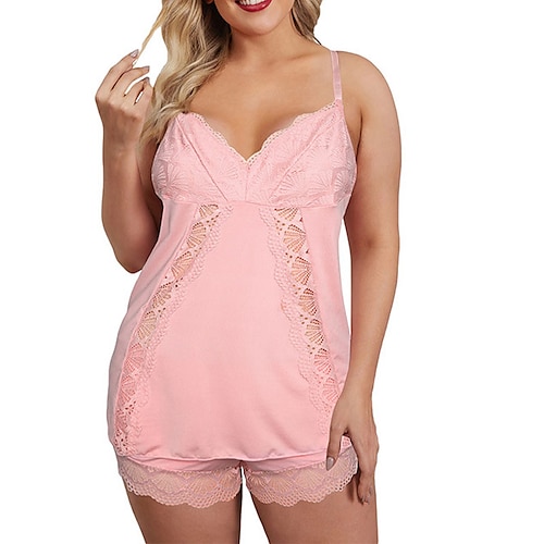 

Dame Kurve Pluss størrelse Sexy undertøy Åpen rygg Blonde Helfarge Sexy Ermeløs V-hals Vår Sommer Svart Rosa Stor størrelse 3XL 4XL 5XL / Store størrelser / Store størrelser