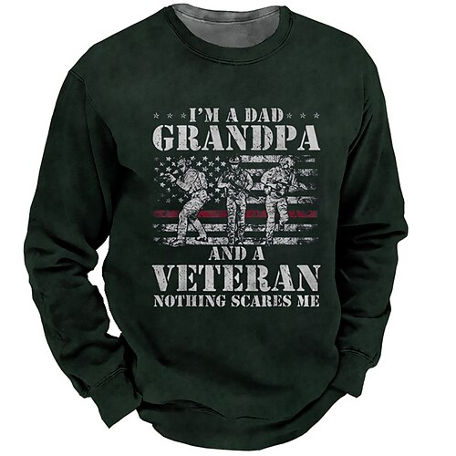 

Men's Unisex Sweatshirt Pullover Cartoon Graphic Prints Letter Print Daily Sports 3D Print Casual Vintage Hoodies Sweatshirts Army Green