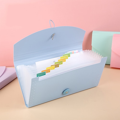 

13 Pockets Accordion File Folders Plastic Waterproof Clear File Organizer B6 Size Receipts Documents