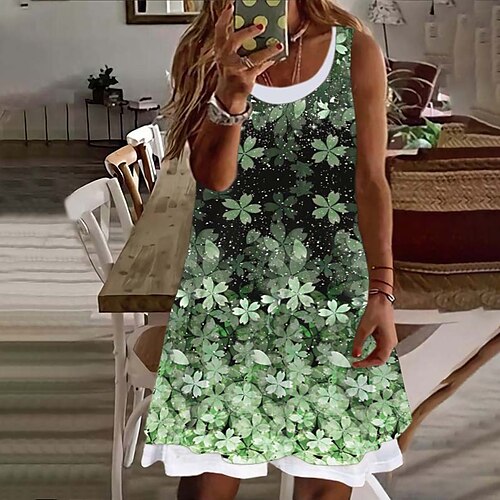 

Women's Plus Size Curve A Line Dress Floral V Neck Print Short Sleeve Spring Summer Casual Short Mini Dress Daily Vacation Dress