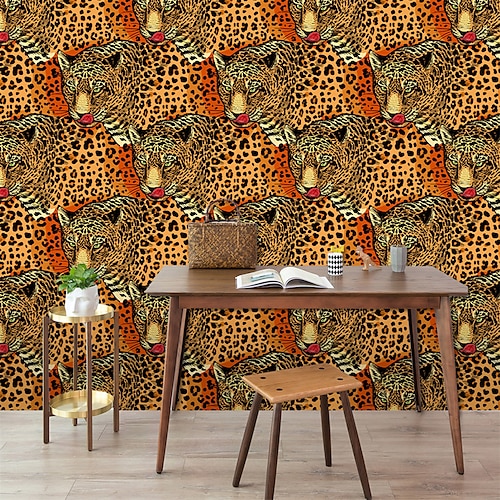 

Tiger Texture Self-adhesive Wallpaper Environmental Protection Waterproof Removable Living Room Wall Stickers