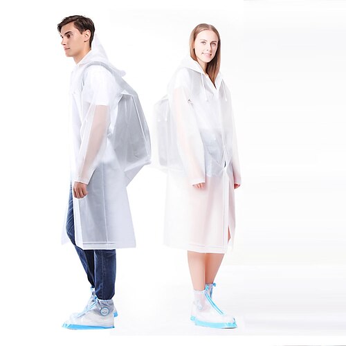

Reusable Rain Ponchos with Drawstring Hood for Adults Waterproof Thicken Rain Coat