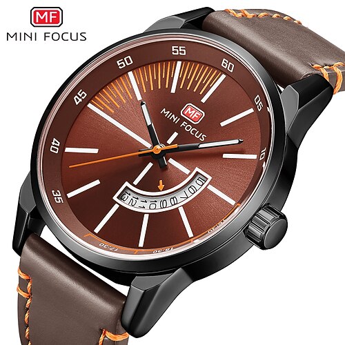 

MINI FOCUS Quartz Watch for Men Analog Quartz Stylish Stylish Waterproof Calendar Alloy PU Leather Fashion