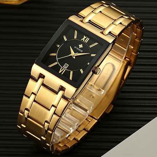 

WWOOR Quartz Watch for Women Analog Quartz Oversize Minimalist Waterproof Calendar Alloy Stainless Steel Creative