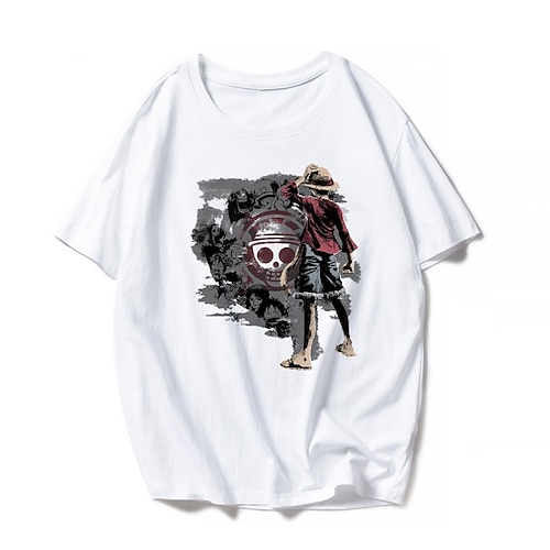 

One Piece Affe D. Ruffy T-Shirt-Ärmel Anime Zeichentrick Anime Harajuku Grafik Kawaii T-shirt Für Herren Damen Unisex Erwachsene Heißprägen 100% Polyester