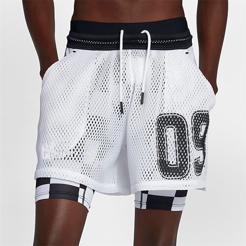 

Men's Casual / Sporty Workout Sweatpants Shorts Drawstring Pocket Elastic Waist Short Pants Casual Daily Micro-elastic Letter Breathable Outdoor Mid Waist White Black M L XL XXL 3XL