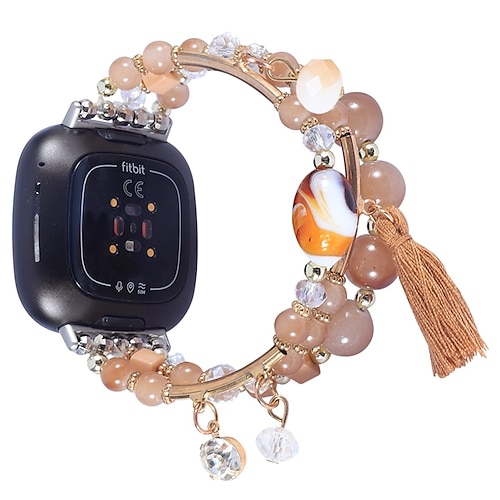 

1PC Smart Watch Band Compatible with Fitbit Versa 3 / Sense Beaded Smartwatch Strap Luxury Stretchy Jewelry Bracelet Replacement Wristband