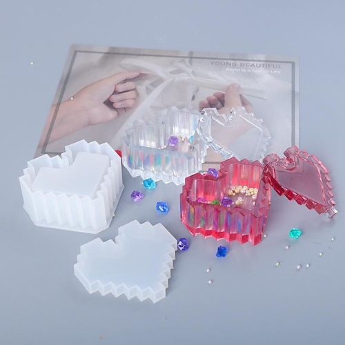 

DIy Epoxy Mould Pixel Love Storage Box Silicone Mould