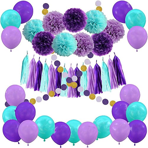 

Party Supplies, Hawaiian Party Decorations Honeycomb Ball Paper Lanterns Paper Fans Pom poms Flowers for Birthday Luau Tropical Bachelorette Party