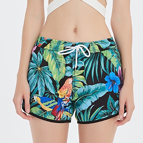 

Dame Badeshorts Hurtigtørkende Lettvekt Surfeshorts Bunner Med lommer Snorer Svømming Surfing Strand Vannsport Blomster Sommer / Elastisk