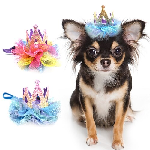 

Pet Cat Dog Birthday Hat Princess Crown Sweet Lace Tiara Festive Party Universal Decorative Supplies