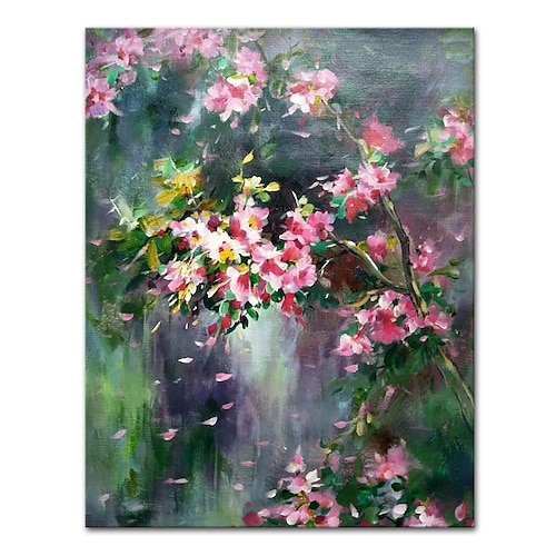 

Oil Painting Hand Painted Vertical Still Life Floral / Botanical Contemporary Modern Rolled Canvas (No Frame)