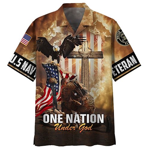 

Men's Shirt Soldier Turndown Street Casual 3D Button-Down Tops Casual Fashion Breathable Comfortable Brown