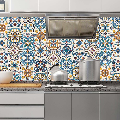 

10 peças adesivos de azulejos hexagonais marroquinos adesivos de parede do banheiro da cozinha adesivos de piso antiderrapantes