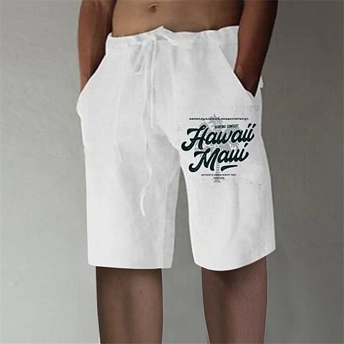 

Men's Stylish Designer Straight Shorts Elastic Waist Print Short Pants Sports Outdoor Daily Graphic Prints Letter Cotton Blend Comfort Breathable Mid Waist White M L XL XXL 3XL
