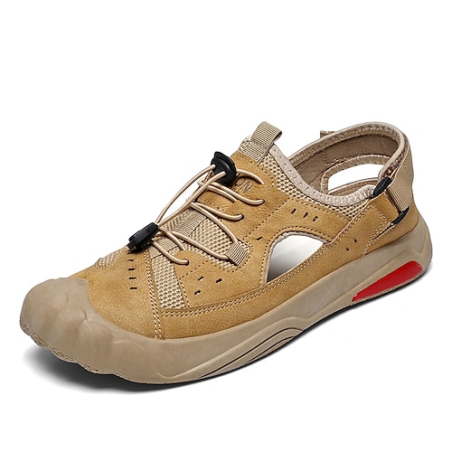 

Men's Sandals Casual Athletic Walking Shoes PU Black Grey Khaki Summer