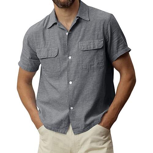 

Men's Shirt Casual Shirt Solid Color Stand Collar Gray Outdoor Street Long Sleeve Button-Down Clothing Apparel Cotton Fashion Casual Breathable Comfortable