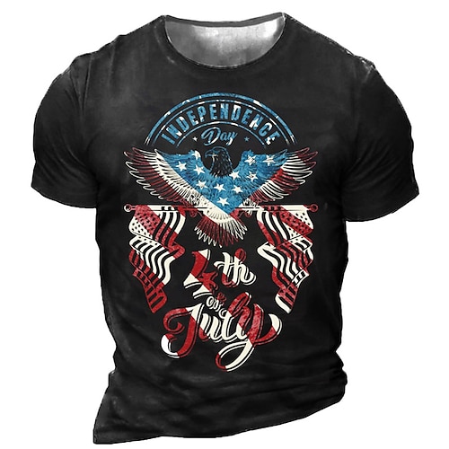 

Men's Unisex T shirt 3D Print Graphic Prints Eagle Crew Neck Street Daily Print Short Sleeve Tops Casual Designer Big and Tall Sports Black Army Green Dark Gray