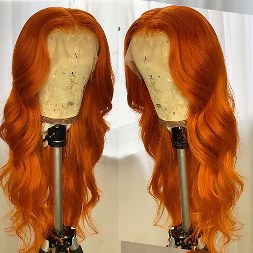 

Soft Orange Body Wave Synthetic Wigs for Black Women High Temperature Fiber Hair Synthetic Wigs Natural Hairline Daily Wig