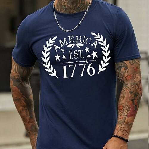

Men's T shirt Hot Stamping Graphic Letter Crew Neck Casual Daily Print Short Sleeve Tops Fashion Vintage Designer Big and Tall Green Black Gray