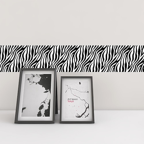 

Retro Zebra Pattern Luminous Waist Line Tile Stickers Bathroom Kitchen Warning Wall Stickers