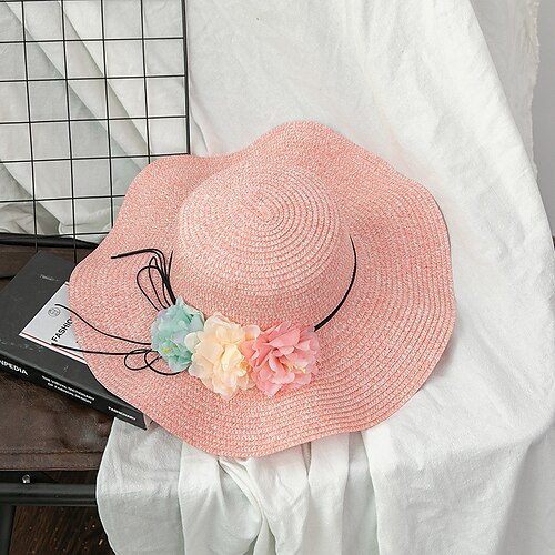 

Hats Basketwork Straw Hat Casual Fashion With Flower Headpiece Headwear