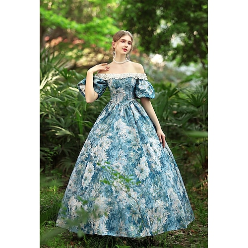 

Princesse Shakespeare Gothique Victoriens Inspiré du vintage Epoque Médiévale Robe Costume de fête Robe de bal Femme Costume Vintage Cosplay Soirée Mascarade Manches 3/4 Robe de Soirée Robe Halloween