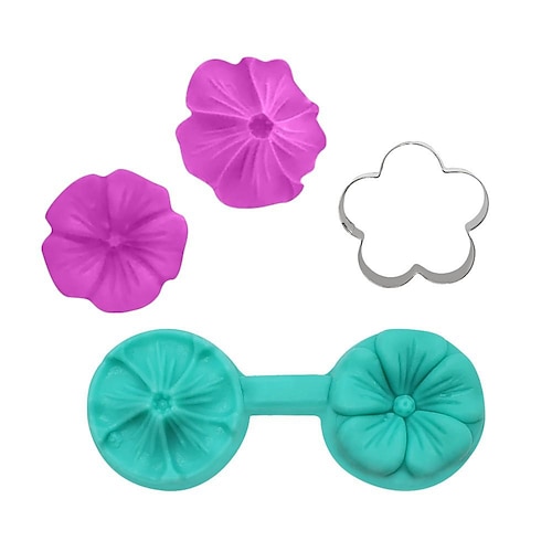 

Simulation Petal Silicone Pressure Mold Clamping, Fondant Decoration Five-petal Flower-shaped Stainless Steel Cutting Mold Set