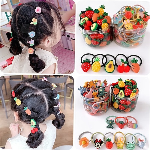 

30pcs Toddler / Baby Girls' Active / Sweet Daily Floral / Cartoon Floral Style Polyester Hair Accessories Colorful / Black / Yellow Kid onesize